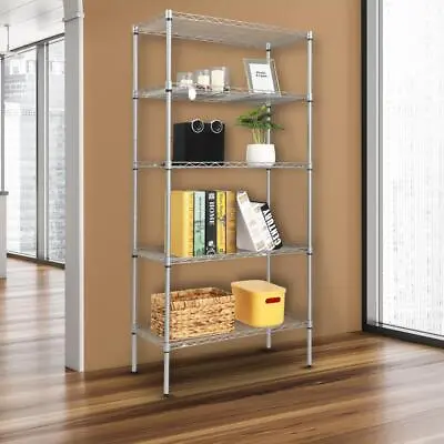 Heavy Duty 5 Tier Wire Metal Commercial Storage Shelf Shelving Rack Adjustable • $42.99