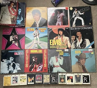 Elvis Presley Vinyl Lot - 8 Track Lot Puzzles LP And 45s Vintage Rock And Roll • $80