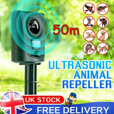 Battery Ultrasonic Garden Deterrent Repeller Animal Bird Cat Scarer Pest Fox Dog • £10.99