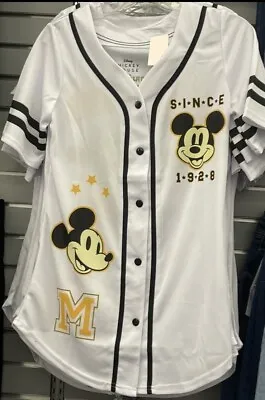 Disney Juniors Mickey Mouse 1928 White Baseball Jersey NWT  Size S M  L  XL • $30