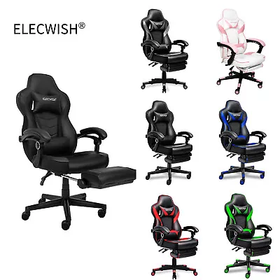 ELECWISH Gaming Chair Racing Ergonomic Office Chair PU Leather Recliner Footrest • $129.99