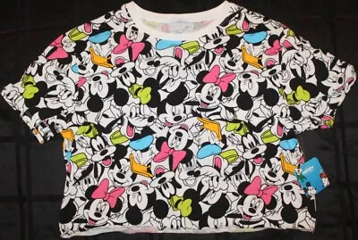 New Juniors Girls Disney Mickey Mouse & Friends Crop Shirt Size Medium • $14.99