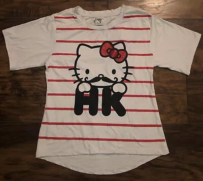 Sanrio HELLO KITTY W/Glitter Red Bow & Mustache Mighty Fine T-Shirt -SZ S • $7.99