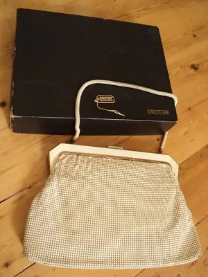 Vintage Cream Ivory Oroton Boxed Hand Bag Mesh Jacqui O Style • $45