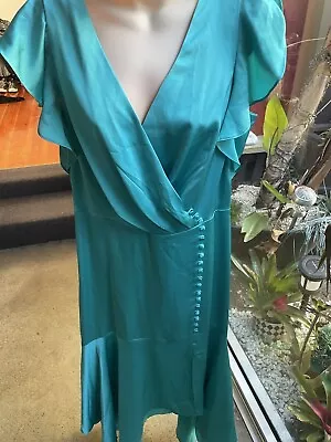 Forever New Aqua Satin Dress Size 12 BNWT RRP 169.99 • $25
