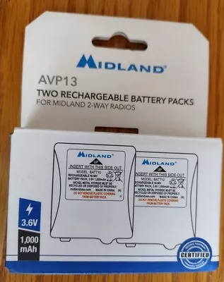 Midland BATT10 Ni-MH 3.6v 1000 MAh Battery - AVP13 2-pack For T71 75 77 79 • $20