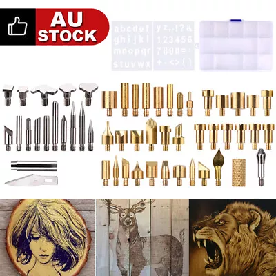 57Pcs Wood Burning Pen Tips Set Woodburning Accessories With Stencils DIY Crafts • $24.99