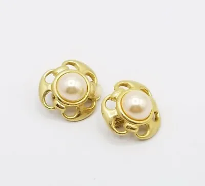 Vtg PAOLO GUCCI Earrings Clip Faux Pearl Jewelry 1980's High End Designer • $49.99