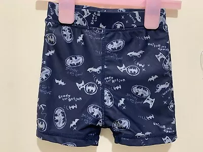 Cute Baby Boys Navy DC Batman Swim Trunks Shorts 6-9m🖤 • £2.99