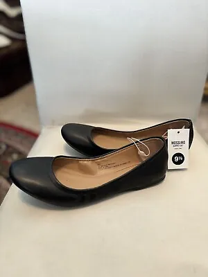 Mossimo Women's Black Man Made Ballet Flat Shoes Size 9.5 Slip On Comfortable • $15.99