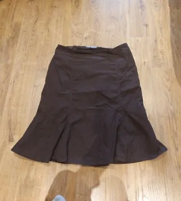 Laura Ashley Fine Needle Cord  Brown Knee Length Flare Skirt 12  • £22