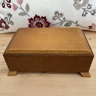 £12.99 • Buy Vintage Oak Wooden Musical Jewellery / Trinket Box With Hinged Lid 