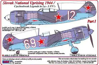 AML Models Decals 1/48 SLOVAK NATIONAL UPRISING Czech La-5FN Fighters Part 1 • $6.25