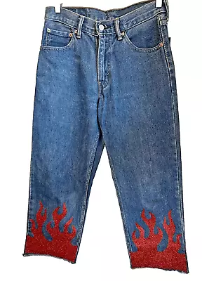 Levi’s Vinyl Flame 550 Jeans Rigid Denim Woman’s Size 29 Modified Cropped • $35