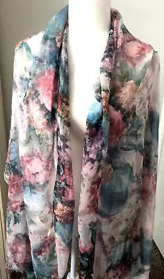 2Chic Oversized Pastel WATERCOLOR FLORAL Soft SCARF 30X70   BOHO Shawl Wrap • $20.36