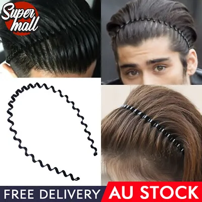 Fashion Men Women Sports Wave HOOP Headband Girls Hair Band Unisex Metal Black • $5.51