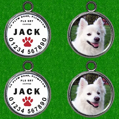 2 X Personal Dog Name & Photo Tag Id Identity Tag Disc • £8.95