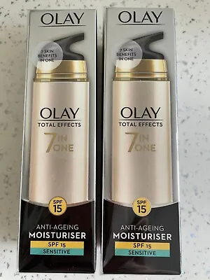 £16.49 • Buy 2x Olay Total Effects 7 In One Anti-Aging Moisturiser With SPF 15 Sensitive 50ml