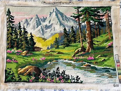 Vintage Exquisite Finished Scenery Needlepoint Margot De Paris France 21”X14” • $129.99