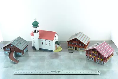 4X Buildings Alpine  Mountain Town - Houses Farm Church Built Up  N Scale 1:160 • $84.99