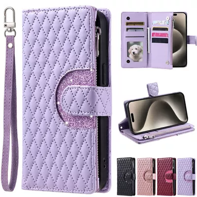 For IPhone 15 14 13 12 11 Pro Max XS SE 87 Strap Leather Wallet Case Stand Cover • $8.29