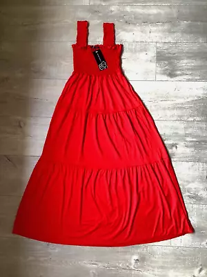 Cameo Rose Ladies Red Ruffle Strappy Midi Dress New With Tags Size 10 • £11