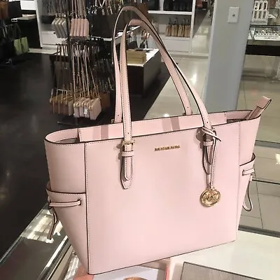 Michael Kors Gilly Large Drawstring Zip Shoulder Tote Bag Laptop Pink Leather • $158.50