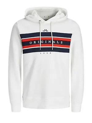 Jack & Jones Originals JORANTWON Sweat Hoodie White Size L Bnwt • £18.95