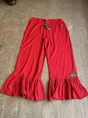 Matilda Jane Carpool Big Ruffle Crop Pants Red Women's Sz M Medium Euc • $69.99