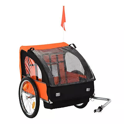 2-Seat Kids Child Bicycle Bike Trailer With 5-Point Safety Harnesses Foldable • $130.47