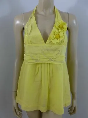 MM Couture By Miss Me Yellow Halter Sleeveless Top Blouse Woman Size L • $9.99