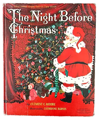 THE NIGHT BEFORE CHRISTMAS ~ Vintage Whitman GIANT Tell-A-Tale Book Barnes 1960 • $65