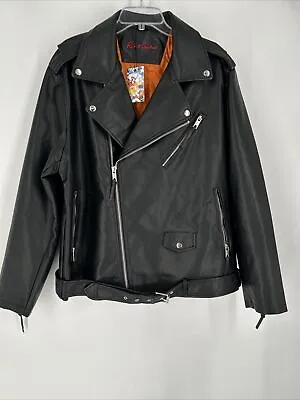 Robert Graham Faux Leather Racer Motorcycle Jacket Men's XL Black $268 • $99.99