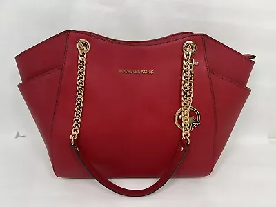 Michael Kors Jet Set Travel Saffiano Red Shoulder Large Tote Leather • $125