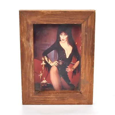 Vintage Elvira Mistress Of The Dark Wood Framed Photograph Barn Find Horror TV • $27.99