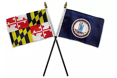 State Maryland & Virginia Flags 4 X6  Desk Stick Table (NO BASE) • $6.74