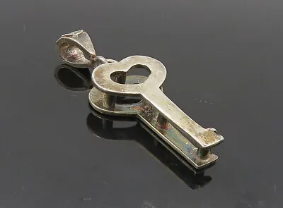 MEXICO 925 Sterling Silver - Vintage Petite Open Love Heart Key Pendant - PT6949 • $39.97