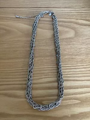 M&S Plaited Chunky Multicoloured Metal Chain Necklace 50cm • £4.99