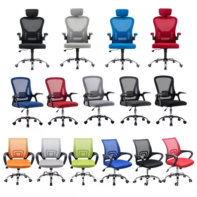 Mesh Back Home Office Chair With Armrest Swivel 5 Casters Computer Desk Chair • £32.99