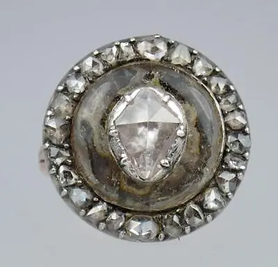 WOW! Antique Georgian Gold Diamond Hair Crystal Memento Mori Mourning Ring 6.75 • $3500
