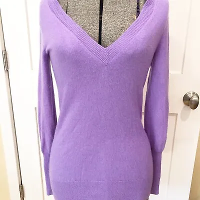 J.CREW COLLECTION XS Lavender 100% Italy Cashmere V-neck Boyfriend Sweater $198 • $37