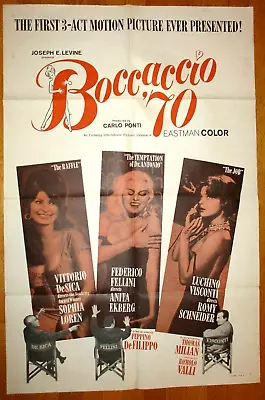 Vintage 1962  Boccaccio '70  One Sheet  27 X 41 Sophia Loren Anita Ekberg SEXY! • $90