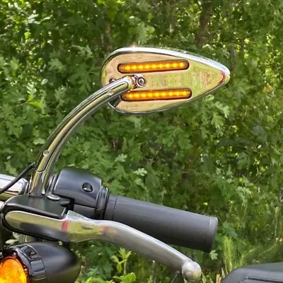 Custom Dynamics LED Motorcycle Mirrors W/ Run Brake & Turn Signal Chrome • $209.95