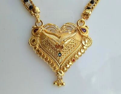 $32.42 • Buy Gold Plated Indian Traditional 26  Necklace Pendant Mangalsutra Bridal Jewelry