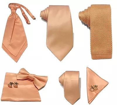 Peach Pink Collection Woven Paisley Jacquard Knitted Satin Tie Wedding Lot • £3.99