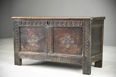17th Century Oak Chest Coffer Blanket Box Storage William Mary English Oak • £1475