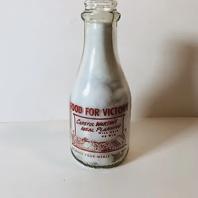 VTG Red Painted  WAR TIME WWII Milk Bottle Arden Food For Victory  1 Quart • $110