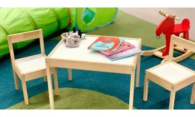 £39.99 • Buy IKEA LATT Children's Small Table And 2 Chairs Wooden Pine Kids Furniture Set New