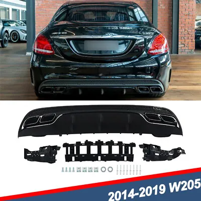 C63 AMG Style Rear Diffuser Quad Exhaust Tips For Mercedes W205 C300 2015-2018 • $267.98