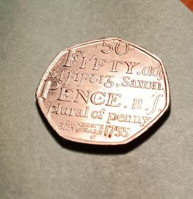 Fifty Pence Coin Johnson's Dictionary 1755  Plural Of Penny 2005 • £1.50